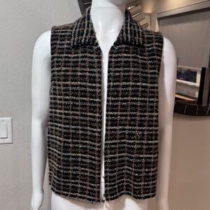 Christopher & Banks Black and Brown Checkered Vest